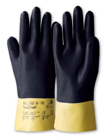 Honeywell Safety TevuChem Blue, Yellow Nitrile Chemical Resistant Work Gloves, Size 9