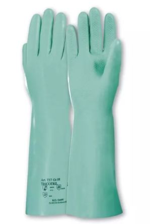 Honeywell Safety Tricotril Green Cotton Chemical Resistant Work Gloves, Size 7, Nitrile Coating