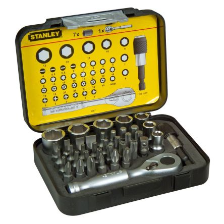 Stanley DeWALT Magnetic Bit Holder 39 Pieces, Hex, Phillips, Pozidriv, Slotted, Tamperproof Torx, Torx