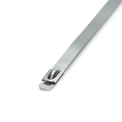 Phoenix Contact Cable Ties, Steel Strip, 380mm x 7.6 mm, Silver Stainless Steel, Pk-100units