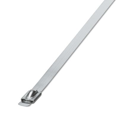 Phoenix Contact Cable Ties, Steel Strip, 1.067m x 7.9 mm, Silver Stainless Steel, Pk-100