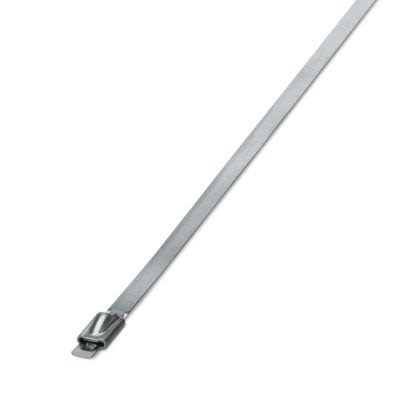 Phoenix Contact Cable Ties, Steel Strip, 838mm x 4.6 mm, Silver Stainless Steel, Pk-100units