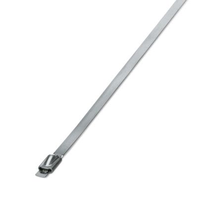 Phoenix Contact Cable Ties, Steel Strip, 1.067m x 4.6 mm, Silver Stainless Steel, Pk-100