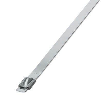 Phoenix Contact Cable Ties, Steel Strip, 259mm x 7.9 mm, Silver Stainless Steel, Pk-100units