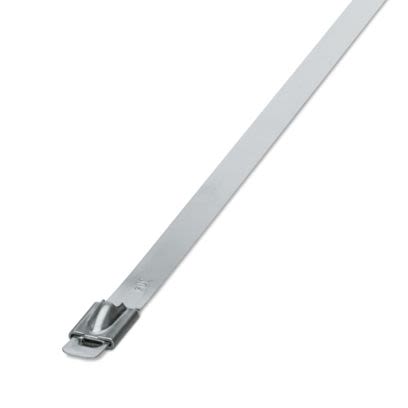 Phoenix Contact Cable Ties, Steel Strip, 1.067m x 7.9 mm, Silver Stainless Steel, Pk-100
