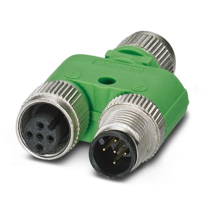 Phoenix Contact Y-Shaped 5 Pole M12 Plug to 5 Pole M12 Socket Adapter