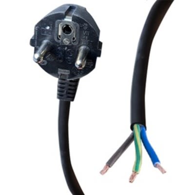 RS PRO Straight Unterminated Right Angle CEE 7/7 Plug Power Cord, 3m