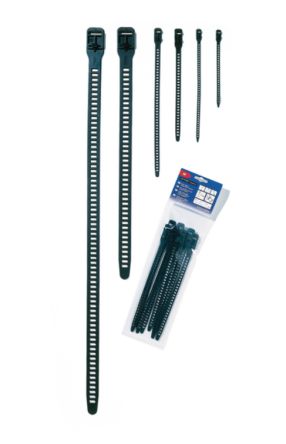 HellermannTyton Cable Ties, Cable Ties, 880mm x 28 mm, Black TPU, Pk-3units