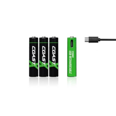 Coast AAA Lithium-Ion AAA Battery, 750mAh, 1.5V - Pack of 4