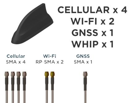 TE Connectivity L001044-03 Whip Multiband Antenna with SMA, SMA RP Connector, 5G, GNSS, Wi-Fi