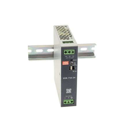 MEAN WELL XDR-75E DIN Rail Power Supply, 85 To 264V ac ac, dc Input, 36V dc Output, 2.1A Output, 75.6W