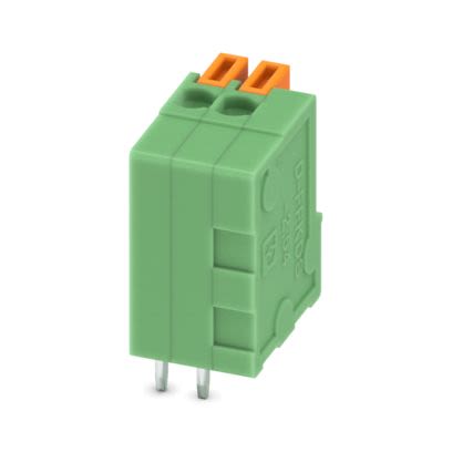 Phoenix Contact PCB Terminal Block, 2-Contact, 2.54mm Pitch, Wave Soldering, 1-Row, Push In Spring Termination