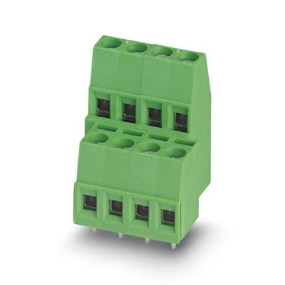 Phoenix Contact PCB Terminal Block, 2-Contact, 5mm Pitch, Wave Soldering, 2-Row, Plug In, Screw Termination