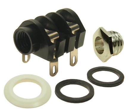 RS PRO Jack Socket 6.35 mm Panel Mount Jack Socket Socket 5A