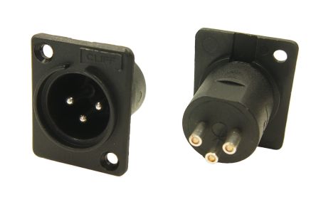RS PRO Panel Mount XLR Connector, Male, 250 V ac, 3 Way, Nickel, Silver Plating