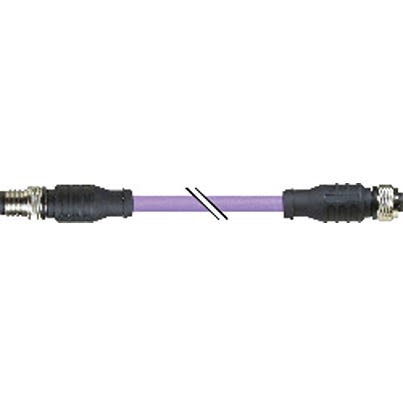 B&R Straight Male 4 way M12 to Straight Female 4 way 4 Pin Terminal Plug Actuator/Sensor Cable, 25m