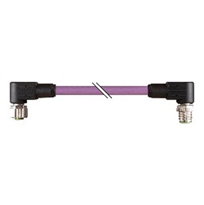 B&R Right Angle Male 4 way M12 to Right Angle Female 5 way 5 Pin Socket Actuator/Sensor Cable, 500mm