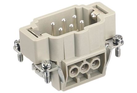 HARTING Heavy Duty Power Connector Insert, 16A, Male, Han E Series, 6 Contacts