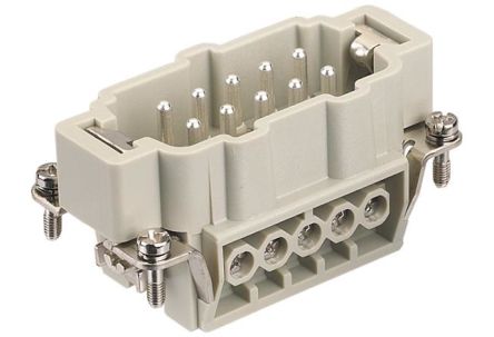 HARTING Heavy Duty Power Connector Insert, 16A, Male, Han E Series, 10 Contacts