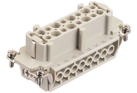HARTING Heavy Duty Power Connector Insert, 16A, Female, Han E Series, 16 Contacts