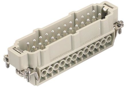 HARTING Heavy Duty Power Connector Insert, 16A, Male, Han E Series, 24 Contacts