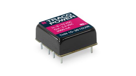 TRACOPOWER THN 10UIR DC-DC Converter, 15V dc/ 333mA Output, 9 → 75 V dc Input, 10W, PCB Mount, +95°C Max Temp