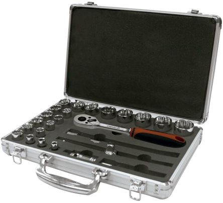Ega-Master 25-Piece Imperial, Metric 1/2 in Standard Socket Set with Ratchet