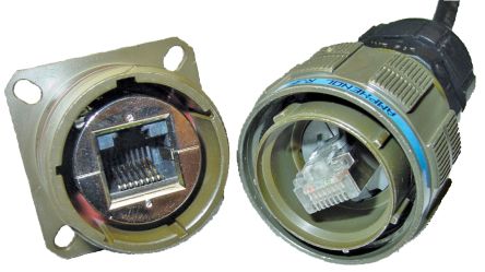 Amphenol Socapex RJFTV Series Female Ethernet Connector, Panel Mount, Cat6 Straight 1 Port 8 -Way