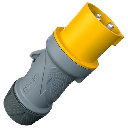 MENNEKES, 135 IP54 Grey, Yellow 3P Industrial Power Plug, Rated At 32A, 110 V No