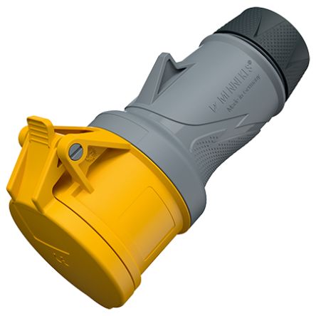 MENNEKES, 145 IP54 Grey, Yellow 3P Industrial Power Plug, Rated At 16A, 110 V