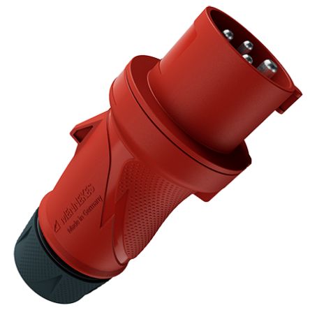 MENNEKES, 135 IP54 Red/Black 4P Industrial Power Plug, Rated At 16A, 400 V No