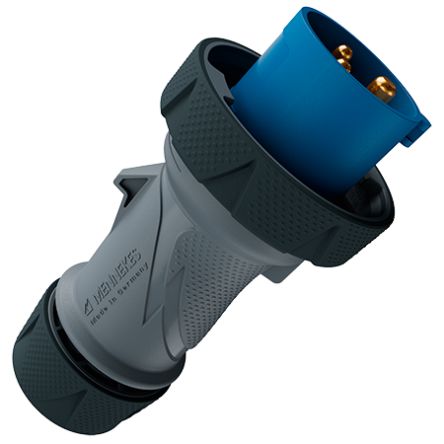 MENNEKES, 136 IP67, IP69 Blue, Grey 3P Industrial Power Plug, Rated At 16A, 230 V No