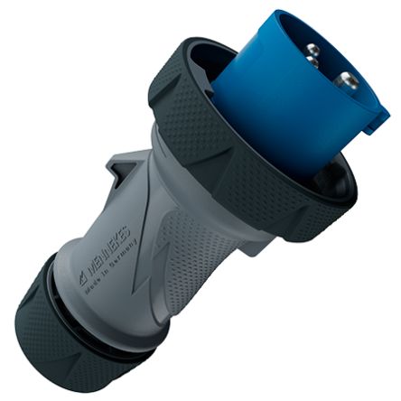 MENNEKES, 136 IP67, IP69 Blue, Grey 3P Industrial Power Plug, Rated At 16A, 230 V No