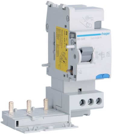 Hager BD Series RCCB, 25A, 3 Pole, 30mA, Type AC, 400V