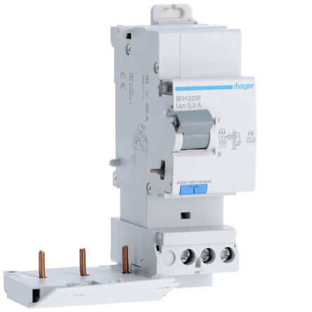 Hager BFH Series RCCB, 25A, 3 Pole, 300mA, Type A-HI