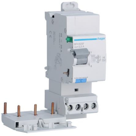 Hager BFH Series RCCB, 25A, 3 Pole, 300mA, Type A-HI