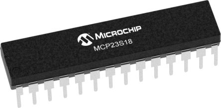 Microchip I/O Expander SPI 28-Pin SPDIP, MCP23S18-E/SP