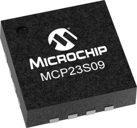 Microchip I/O Expander SPI 16-Pin QFN, MCP23S09T-E/MG