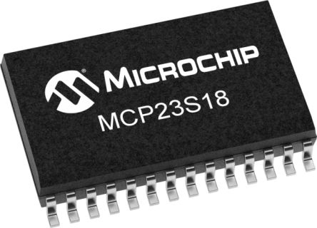 Microchip I/O Expander SPI 28-Pin SOIC, MCP23S18T-E/SO