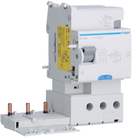 Hager BF RCD, 63A, 3 Pole, 300mA, Type A-HI, 500V