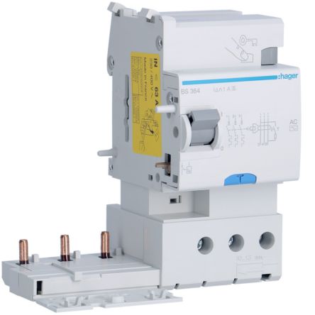 Hager BS RCD, 63A, 3 Pole, 300mA, Type AC, 230 → 400V