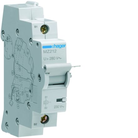 Hager 230V ac Overvoltage Release Circuit Trip for use with MCBs, RCBOs, RCCBs