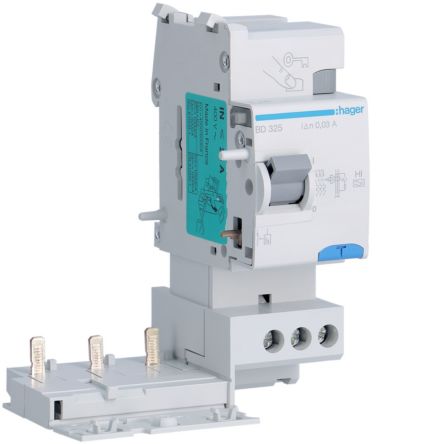 Hager BD RCD, 25A, 3 Pole, 30mA, Type A-HI, 500V
