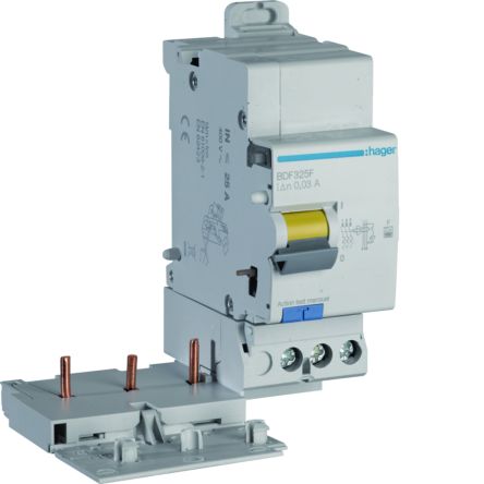 Hager BDF RCD, 25A, 3 Pole, 30mA, Type F, 500V