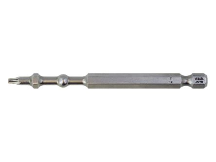 Vessel Hexagon Screwdriver Bit, 90 mm Tip, 1/4 in Drive, Hex Drive, 90 mm Overall