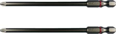 Vessel Pozidriv Screwdriver Bit, 110 mm Tip, 1/4 in Drive, Hex Drive, 110 mm Overall