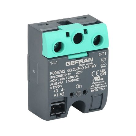 Gefran GQ Series Solid State Relay, 25 A Load, Surface Mount, 240 V ac Load, 32 Control
