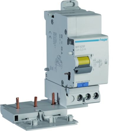 Hager BFF RCCB, 25A, 3 Pole, 300mA, Type F