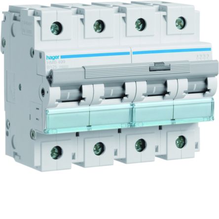Hager HMB MCB, 4P, 125A, 400V AC, 15 Breaking Capacity