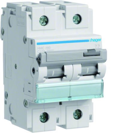 Hager HMC MCB, 2P, 100A, 400V AC, 15 Breaking Capacity